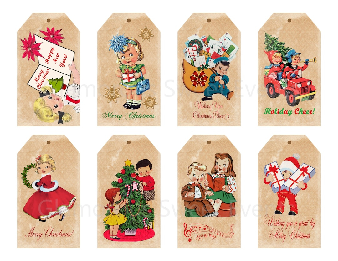 Instant Download, Vintage Christmas Gift Tags, Printable - Etsy Canada within Vintage Printable Christmas Tags