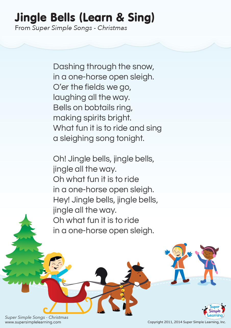 Jingle Bells (Learn &amp;amp; Sing) Lyrics Poster - Super Simple regarding Printable Christmas Songs Lyrics