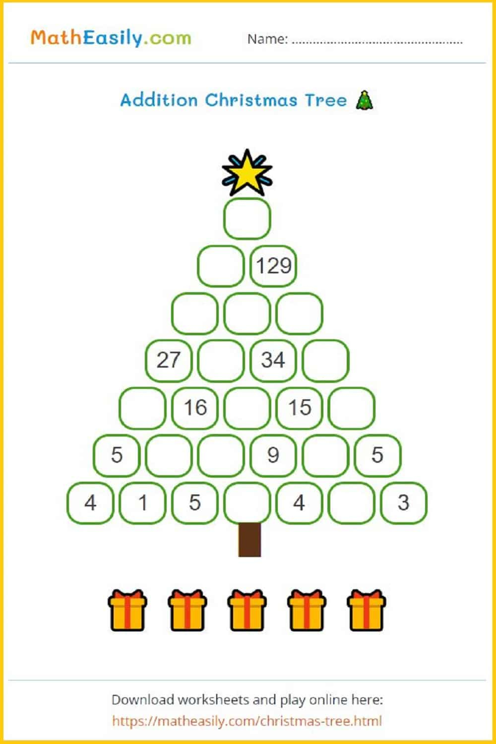 Math Christmas Tree Puzzle Online + Worksheets 🎄 inside Math Christmas Games Printable