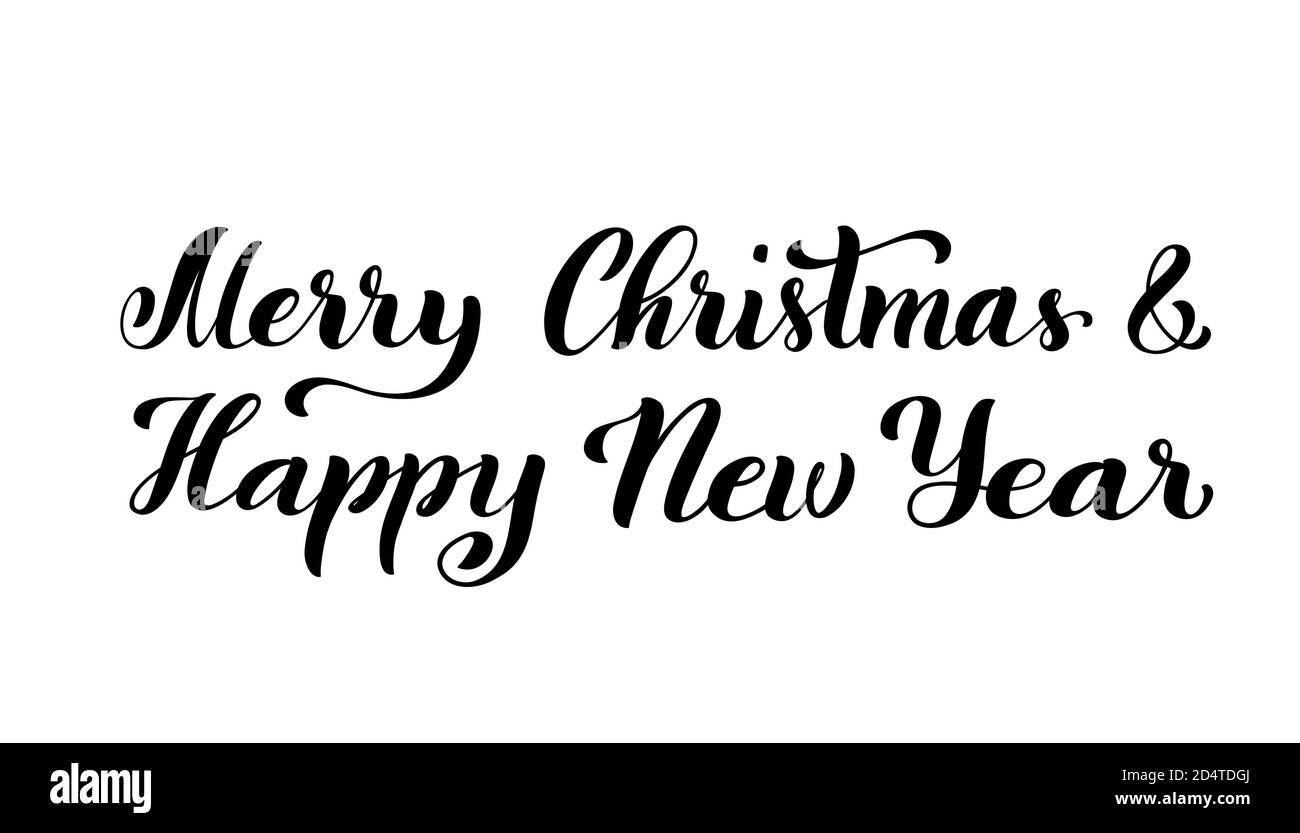 Merry Christmas And Happy New Year. Modern Calligraphy Quote With throughout Merry Christmas & Happy New Year Quotes