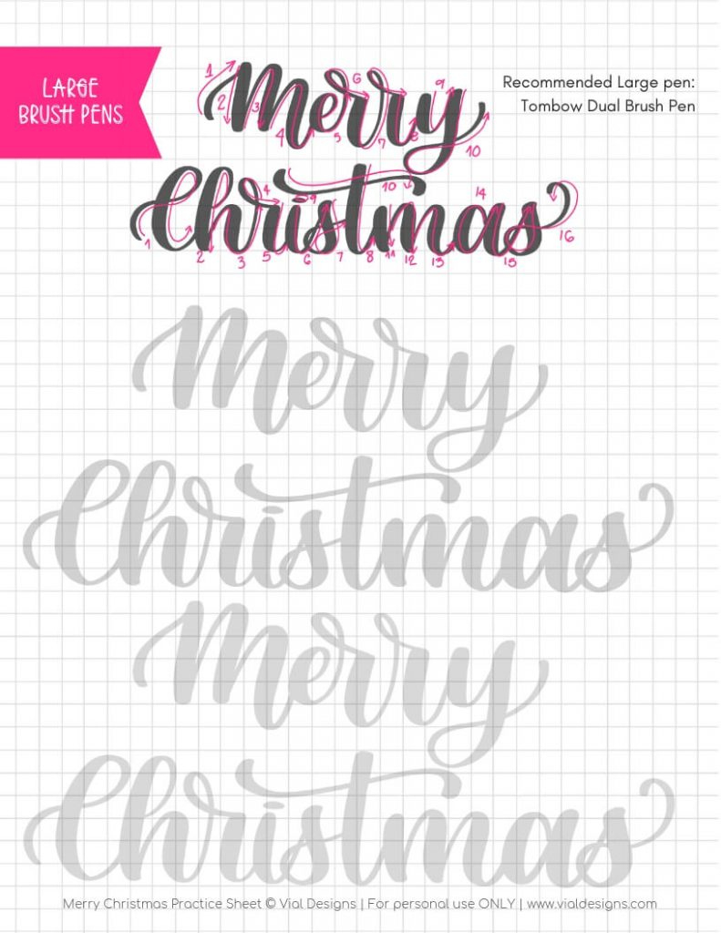 Merry Christmas Calligraphy Tutorial + Free Worksheet intended for Calligraphy Merry Christmas Printable