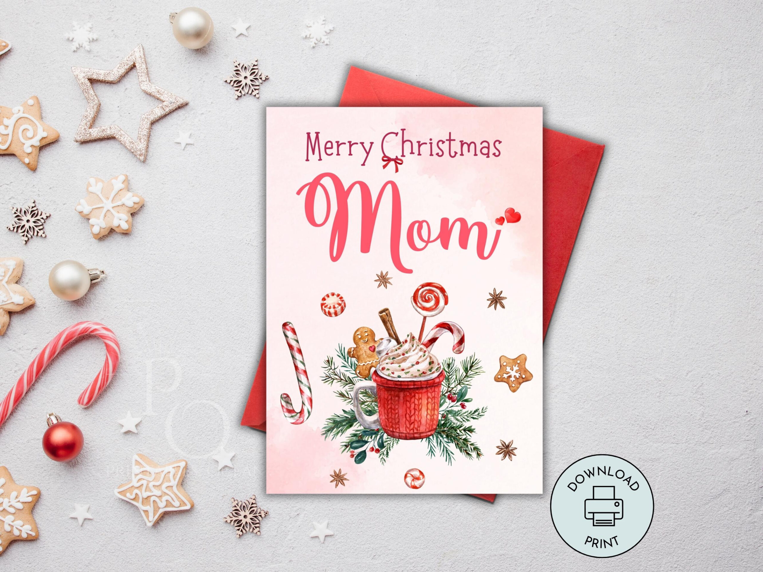 Merry Christmas Mom Card Printable Handmade Card For Mom To Print pertaining to Christmas Card For Mom Printable