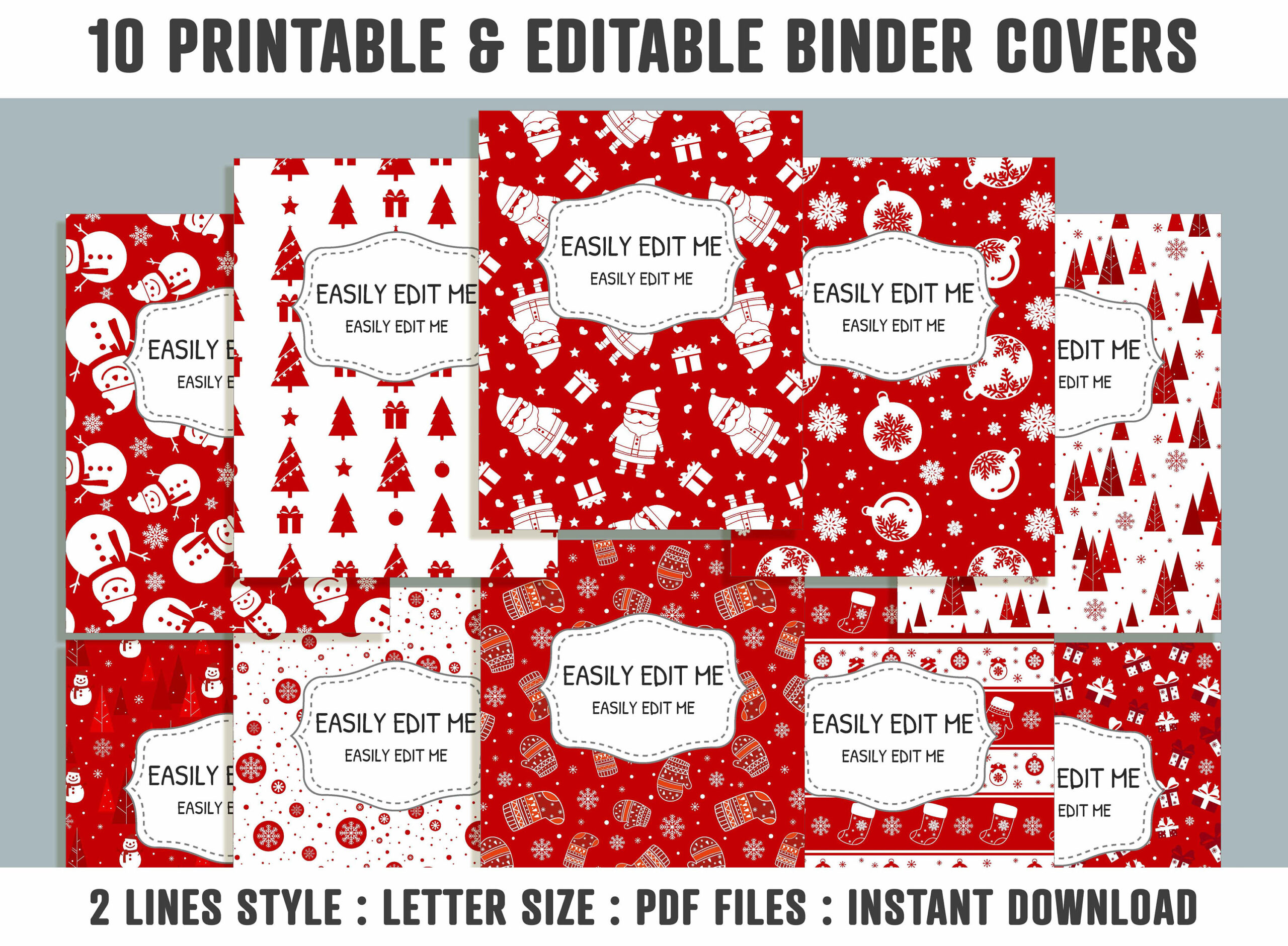 Merry Christmas Pattern Binder Cover, 10 Printable &amp;amp; Editable pertaining to Christmas Binder Cover Printable