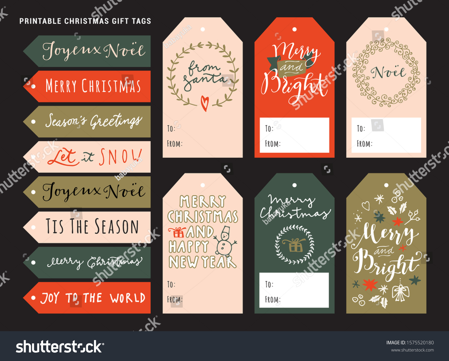 Merry Christmas Printable Personalized Gift Tags Stock Vector intended for Christmas Gift Tags Personalized Printable