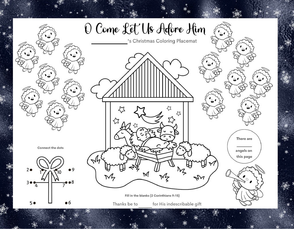 Nativity Christmas Activity Placemats - Free Printable! - Kids for Christmas Activity Placemats Printable