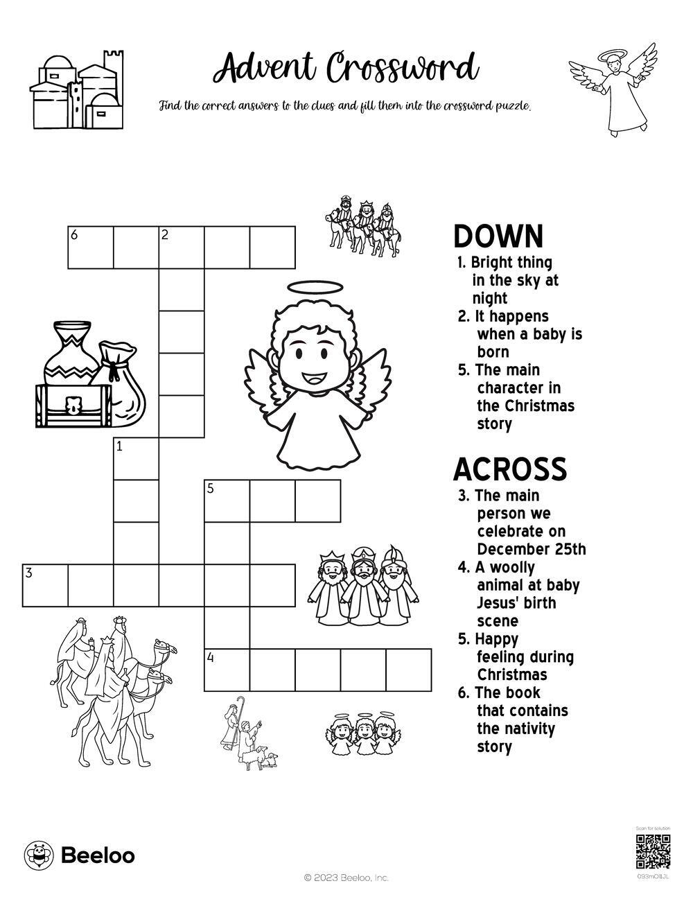 Nativity-Themed Crossword Puzzles • Beeloo Printable Crafts And regarding Christian Christmas Crossword Puzzles Printable