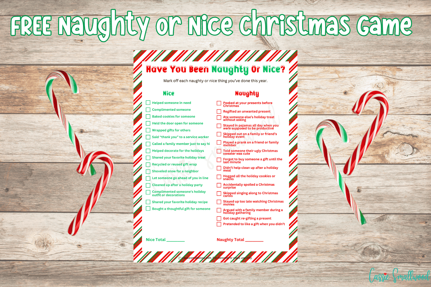 Naughty Or Nice Christmas Game (Free Printable) - Cassie Smallwood in Free Printable Family Christmas Games