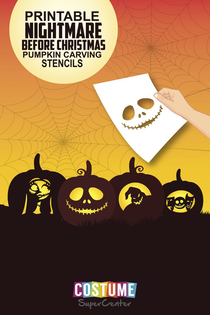 Nightmare Before Christmas Pumpkin Carving Stencils | Costume in Printable Nightmare Before Christmas Stencil