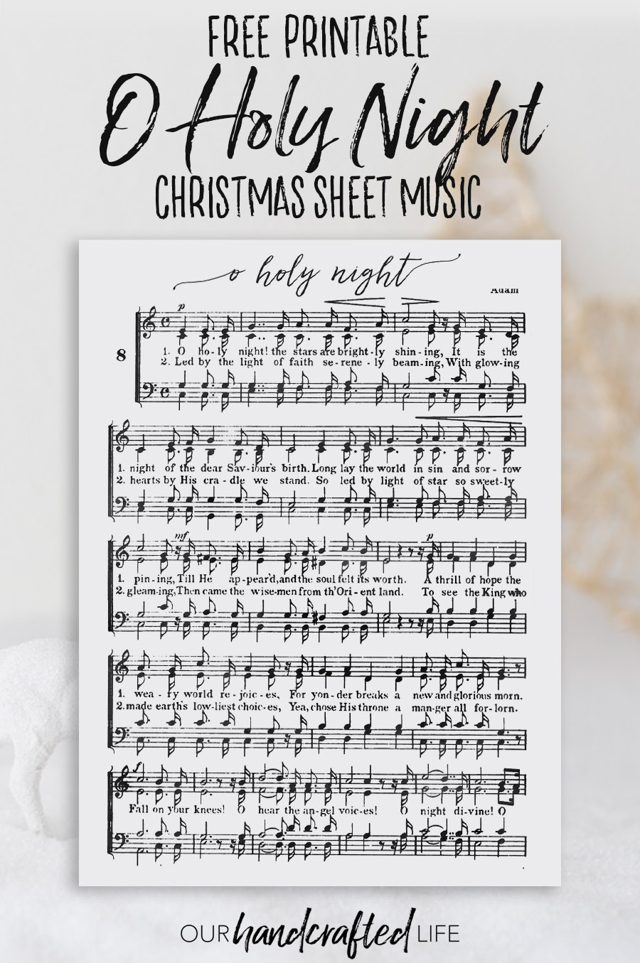 O Holy Night - Free Printable Christmas Sheet Music - Our pertaining to Free Printable Christmas Sheet Music Piano