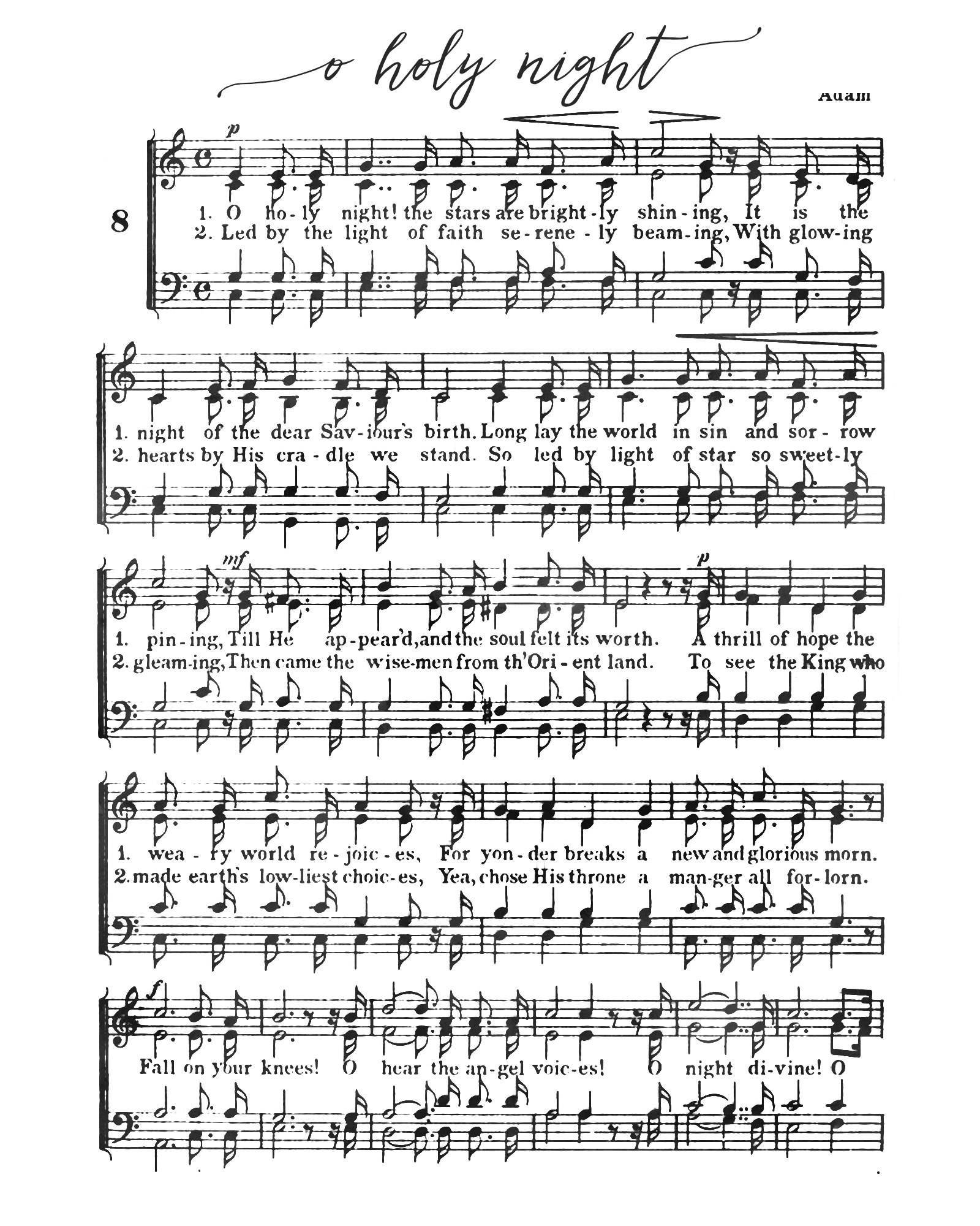 O Holy Night - Free Printable Christmas Sheet Music - Our within Free Printable Christmas Music Piano