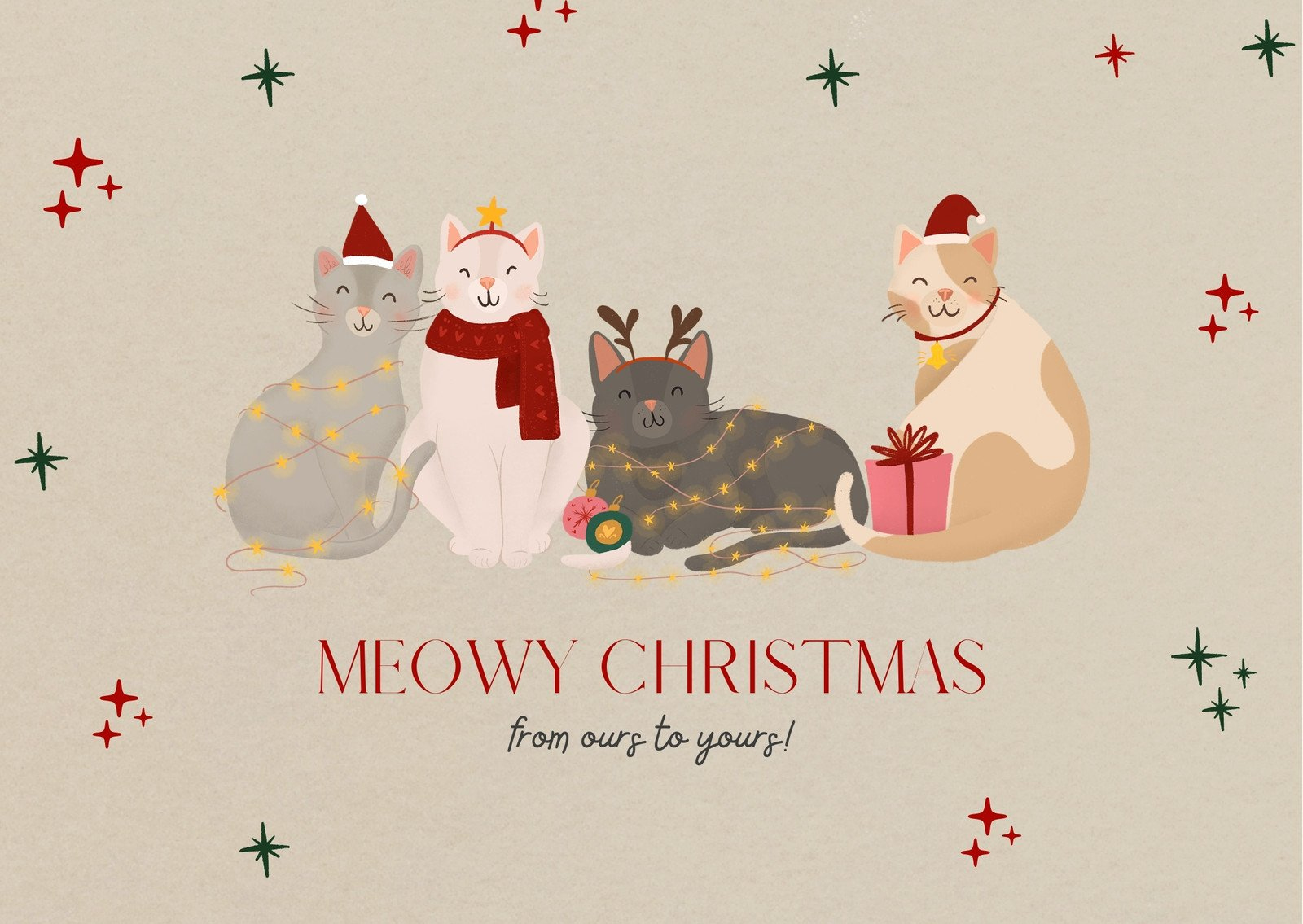 Page 5 - Free, Customizable, Printable Cat Card Templates | Canva throughout Cat Christmas Card Printable
