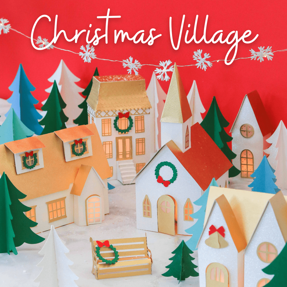 Paper Christmas Village Free Template - Sweet Red Poppy for Free Printable Paper Christmas Village Template