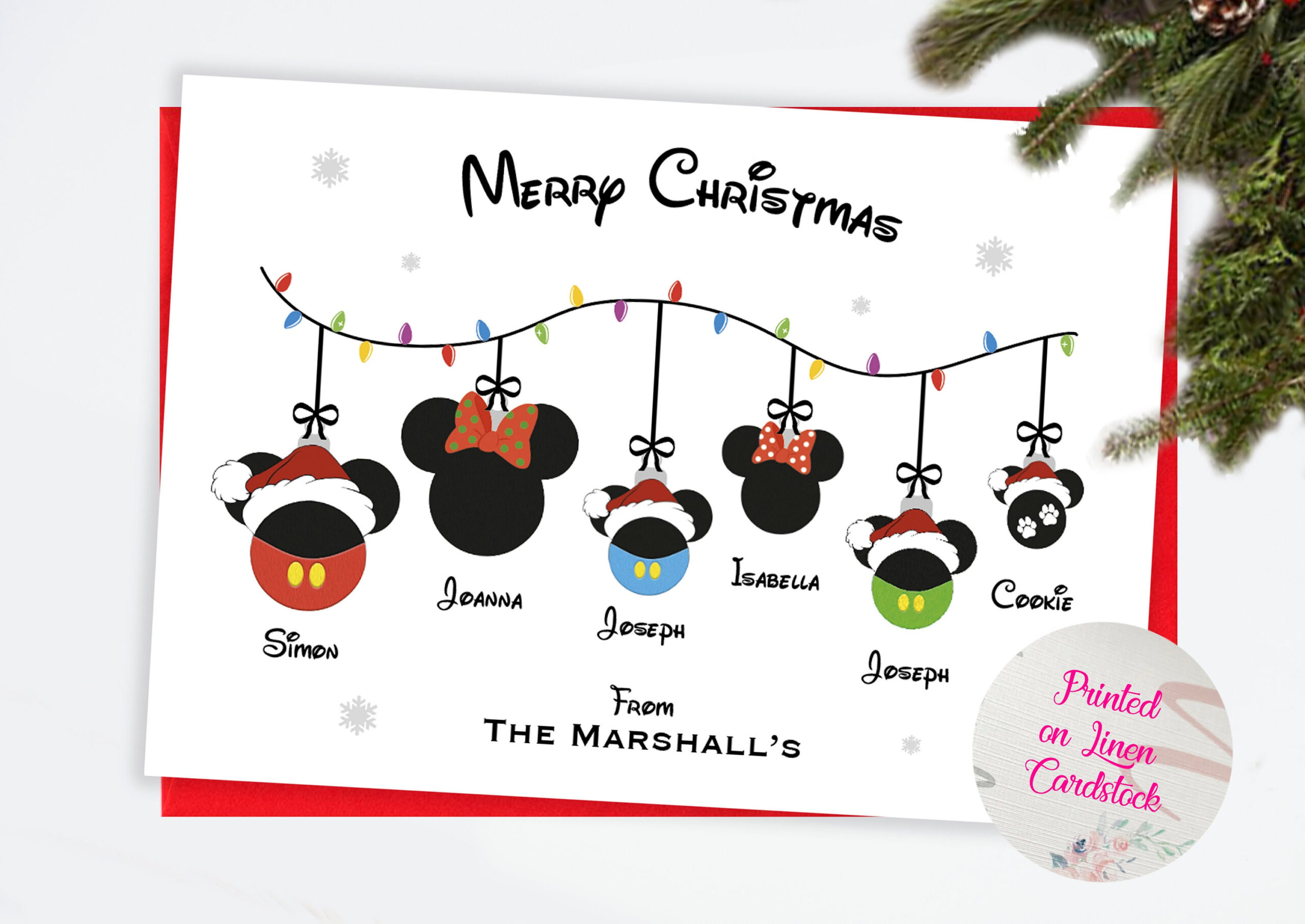 Personalised Disney Family A5 Christmas Cards With Envelopes in Printable Disney Christmas Card