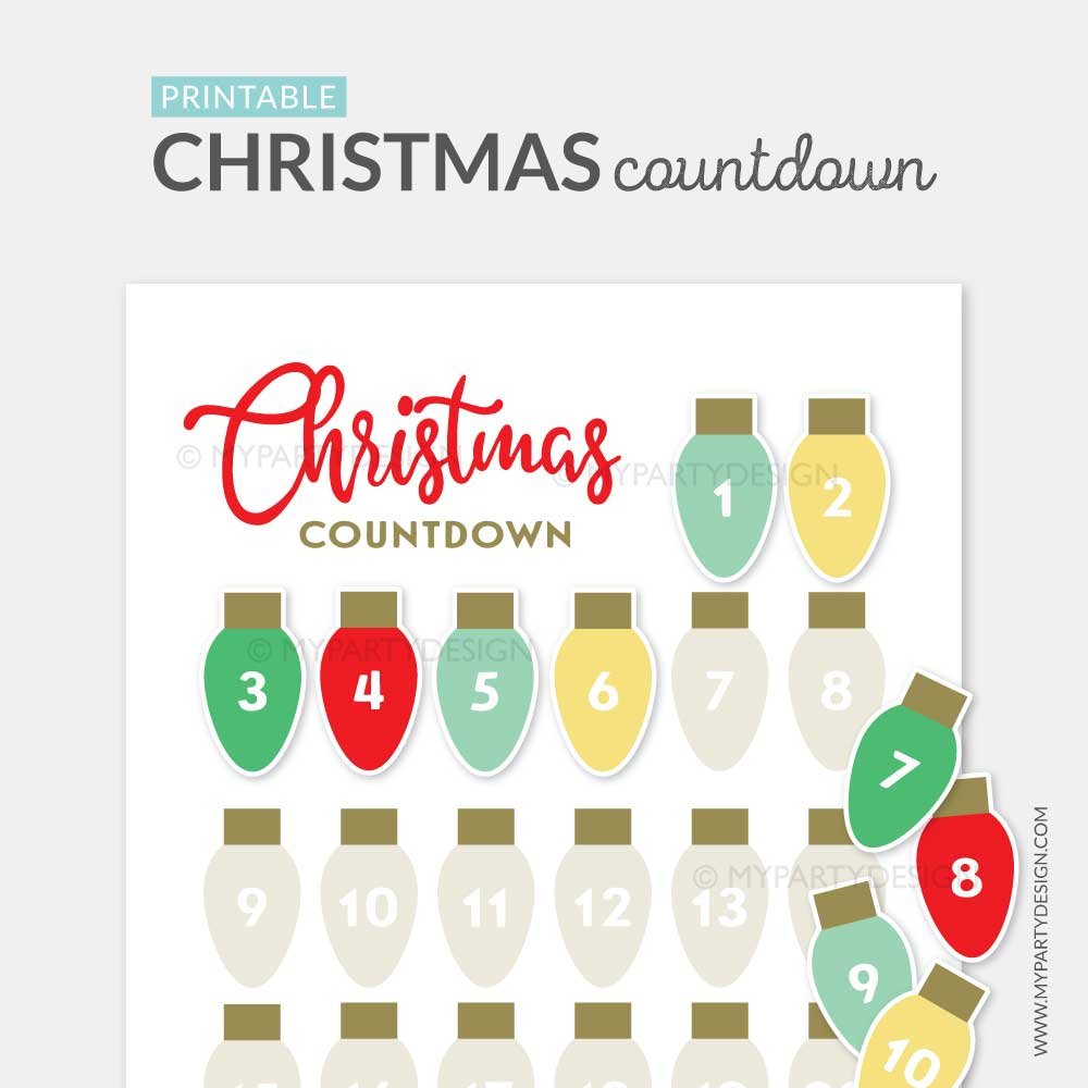 Printable Christmas Countdown Advent Calendar - My Party Design within Printable Christmas Countdown Calendar