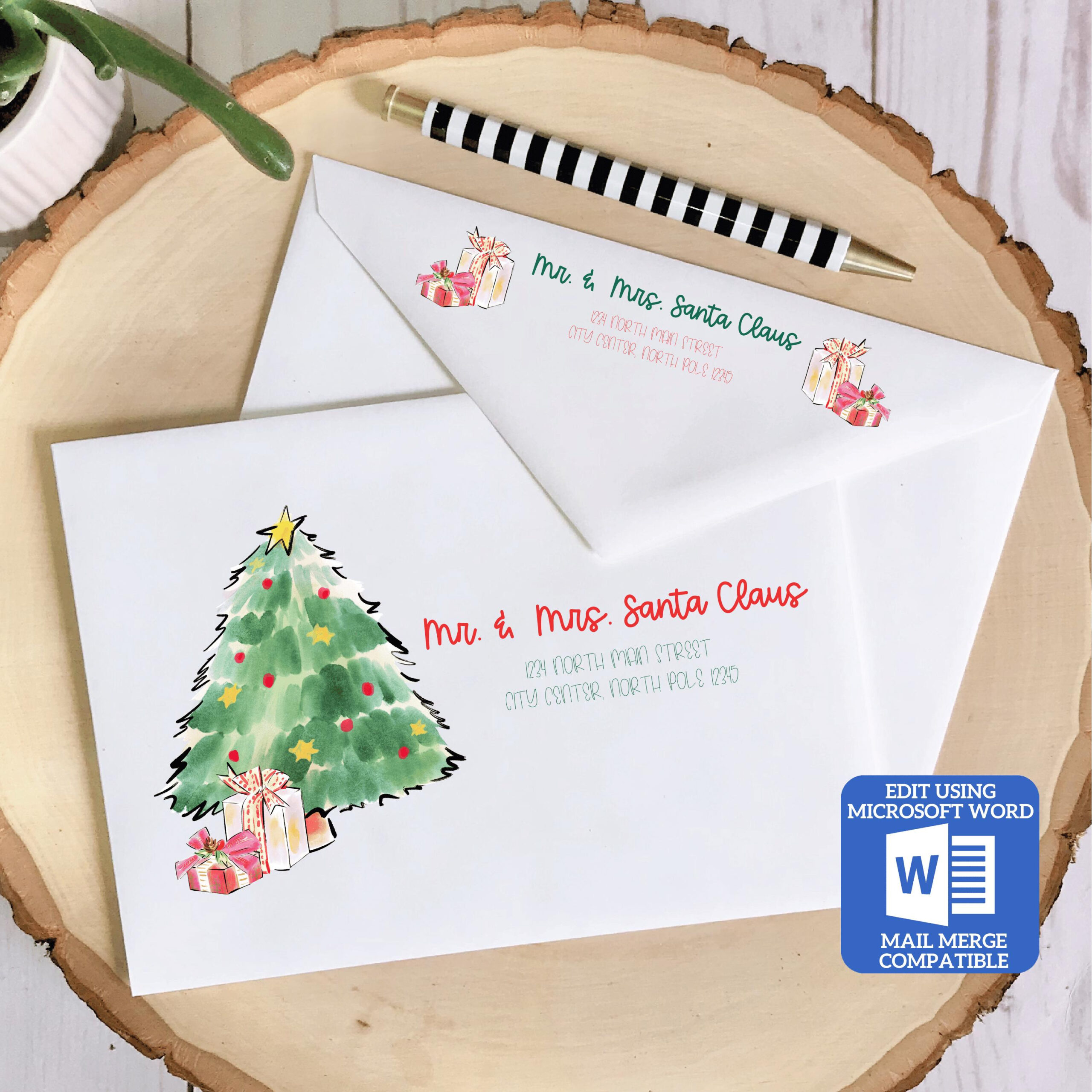 Printable Christmas Envelope Template | Christmas Tree Design in Christmas Envelope Design Printable