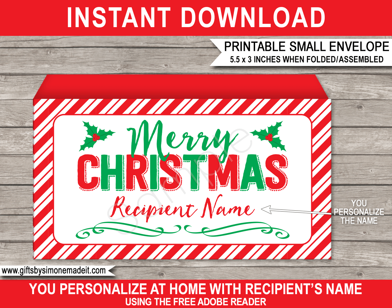 Printable Christmas Envelope Template | Diy Personalized Xmas Envelope in Printable Christmas Envelope Template