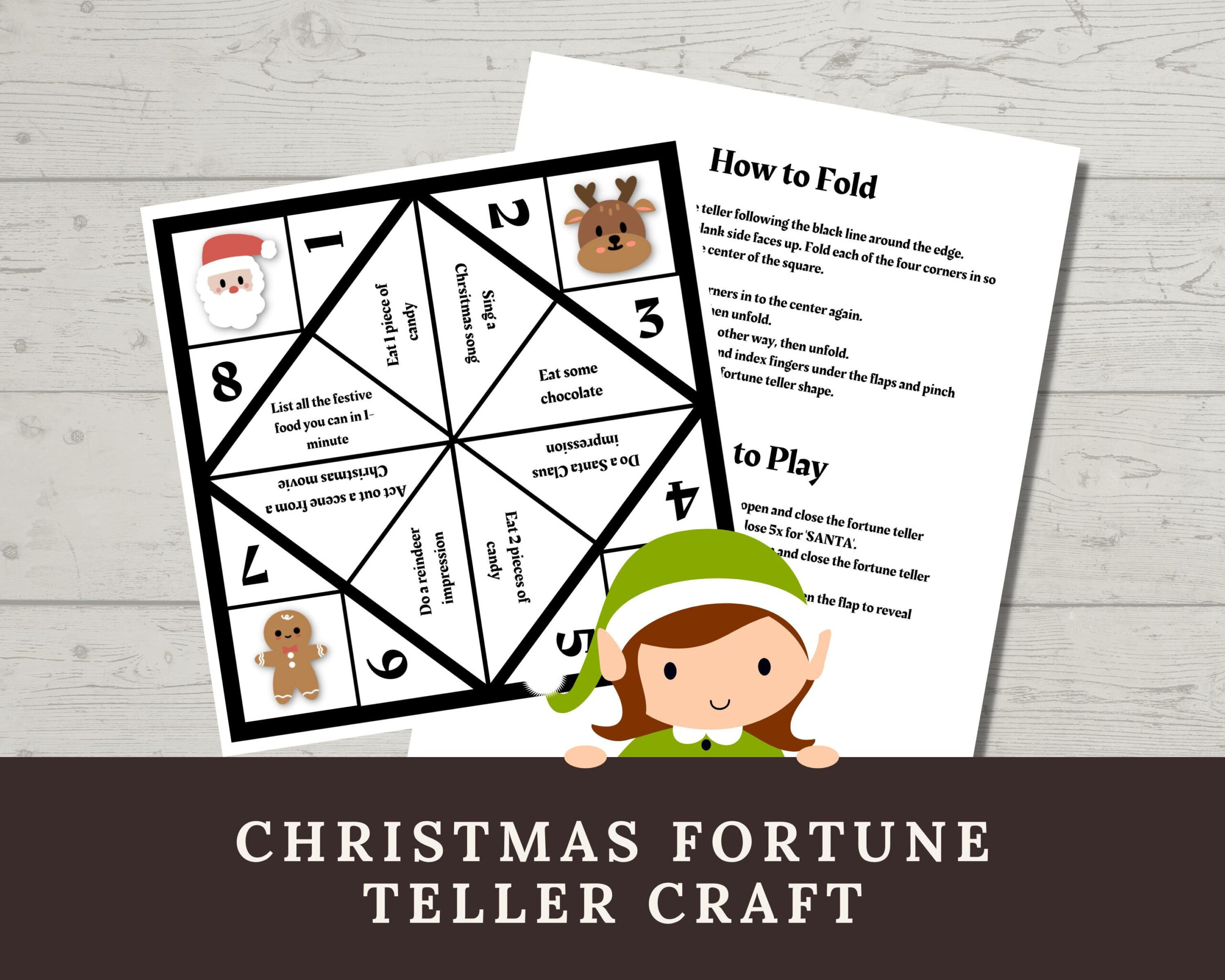 Printable Christmas Fortune Teller: Kids&amp;#039; Cootie Catcher Game (Pdf for Christmas Fortune Teller Printable