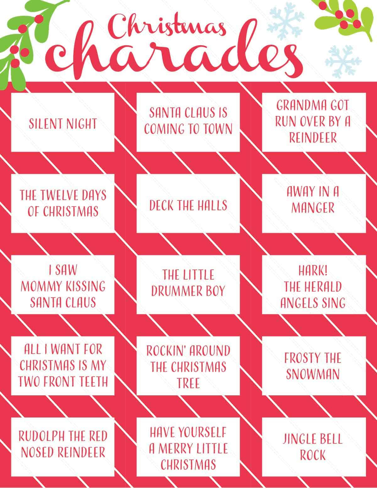 Printable Christmas Games | Skip To My Lou intended for Christmas Carol Charades Printable