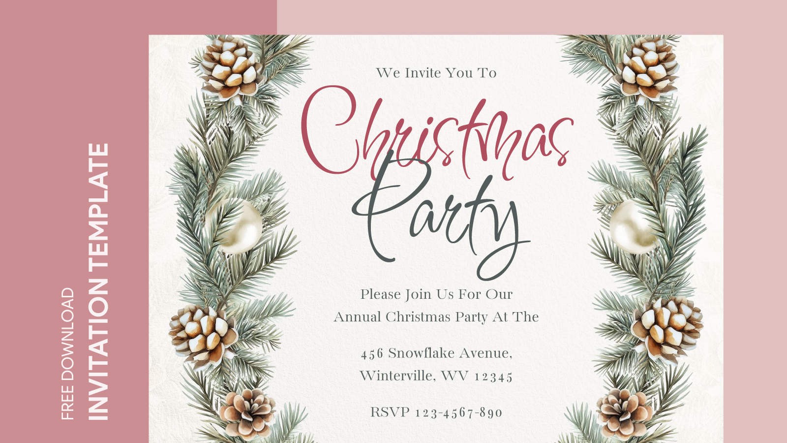 Printable Christmas Invitation Free Google Docs Template - Gdoc.io throughout Christmas Invitation Paper Printable