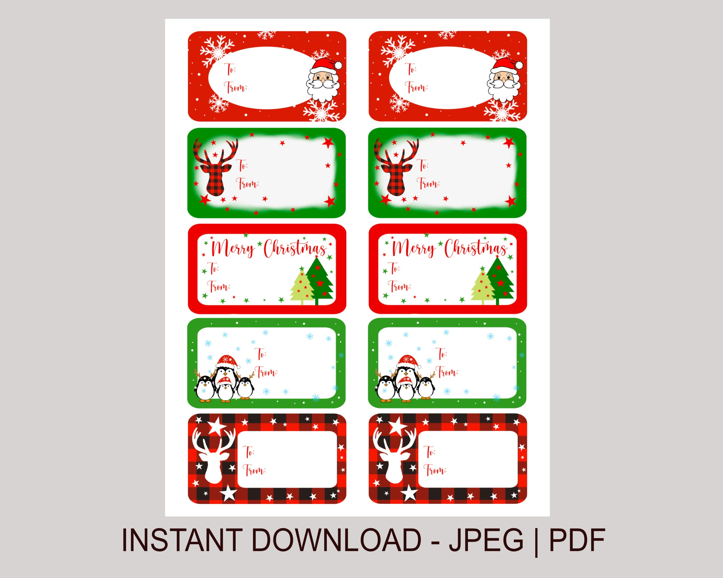 Printable Christmas Labels, Instant Download, Winter Holiday regarding Printable Christmas Labels