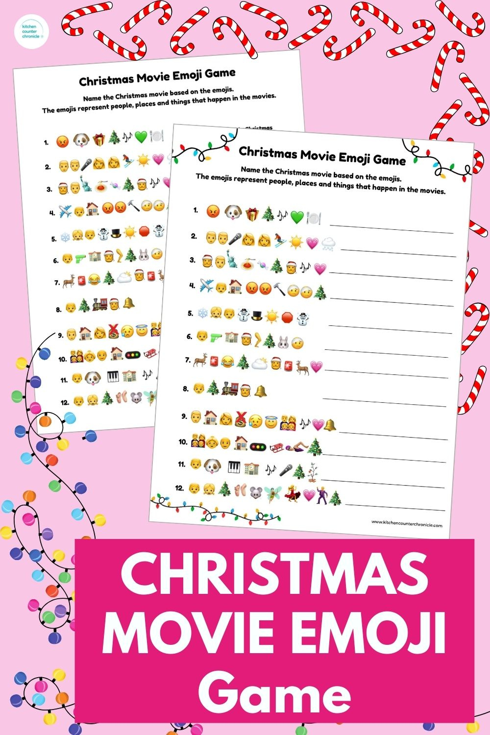 Printable Christmas Movie Emoji Game for Christmas Movie Printable Emoji Quiz with Answers