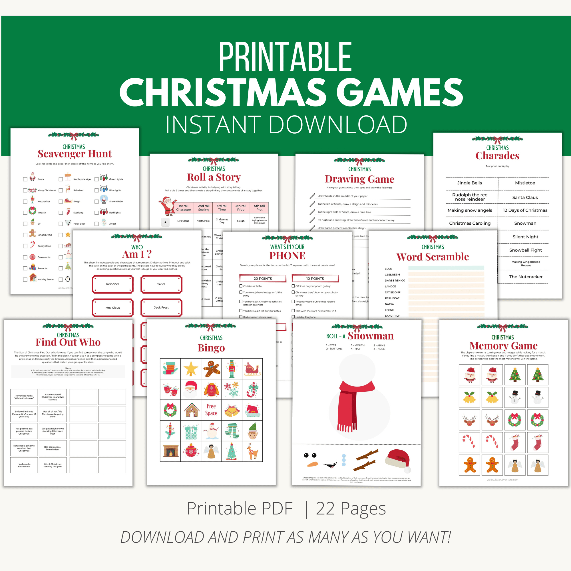 Printable Christmas Party Games {Downloadable Pdf} - Add A Little for Christmas Party Games Printable Free