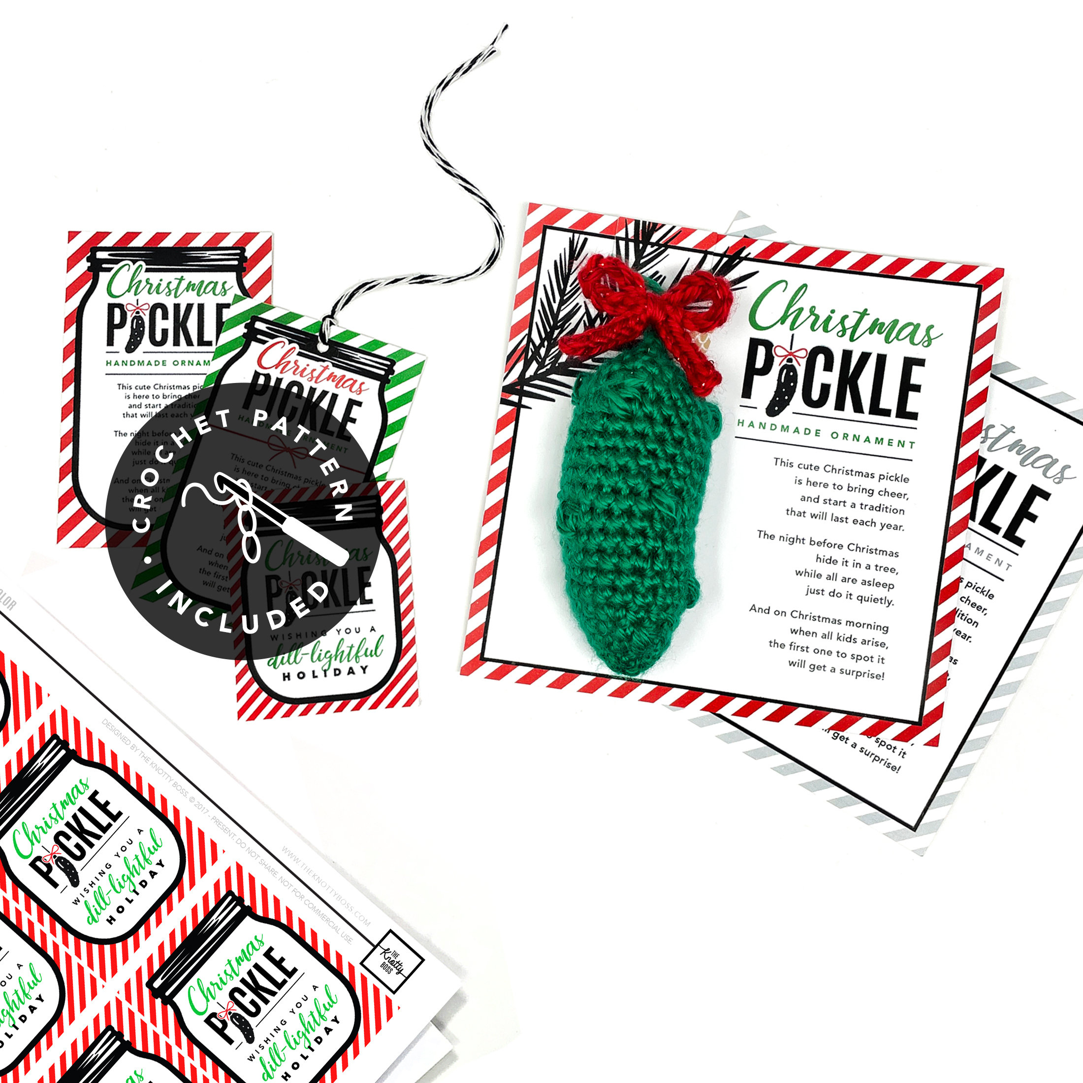 Printable Christmas Pickle Tags Bouns Crochet Pattern intended for Christmas Pickle Printable Free