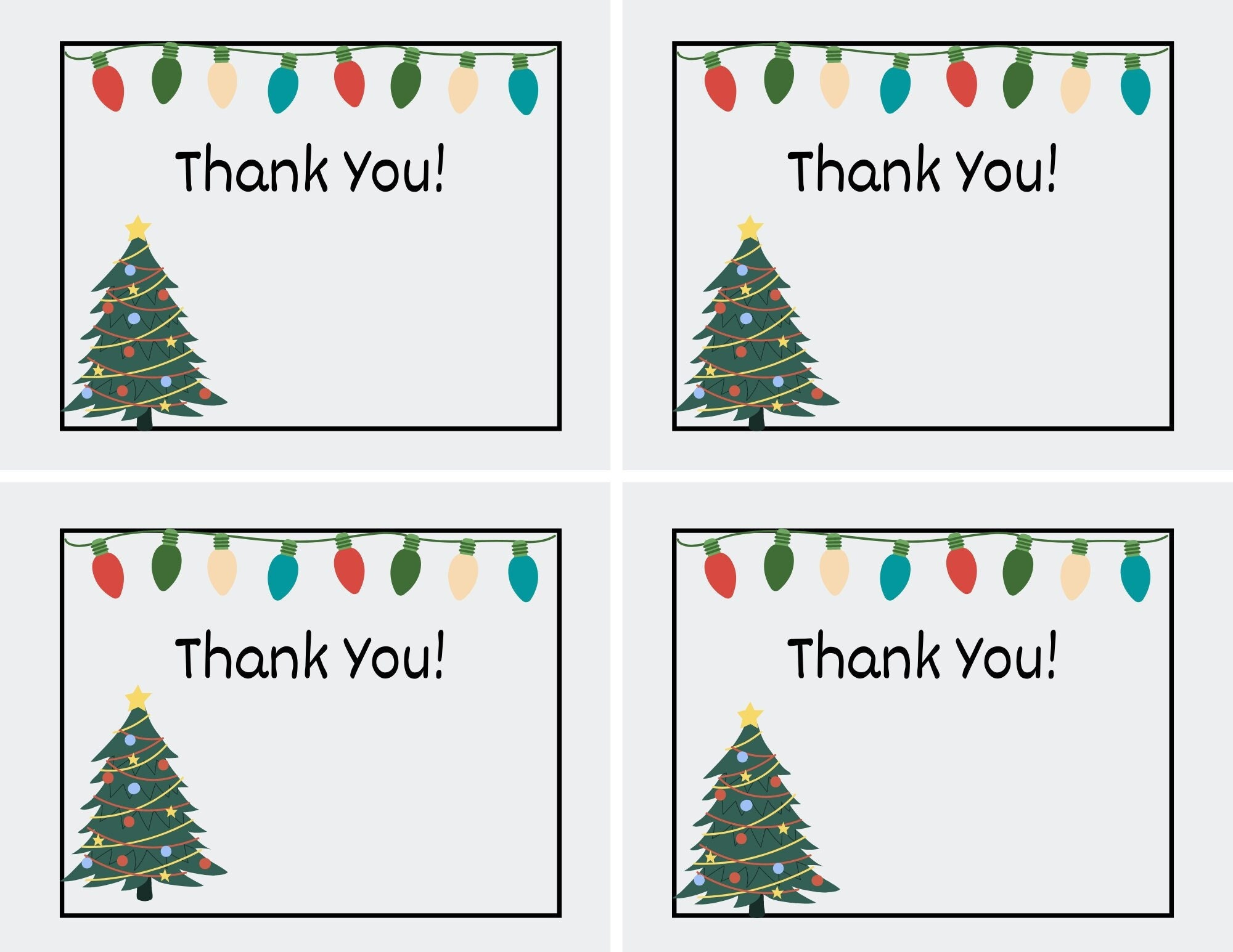 Printable Christmas Thank You Cards For Teachers, Students, Or pertaining to Christmas Printable Thank You Card