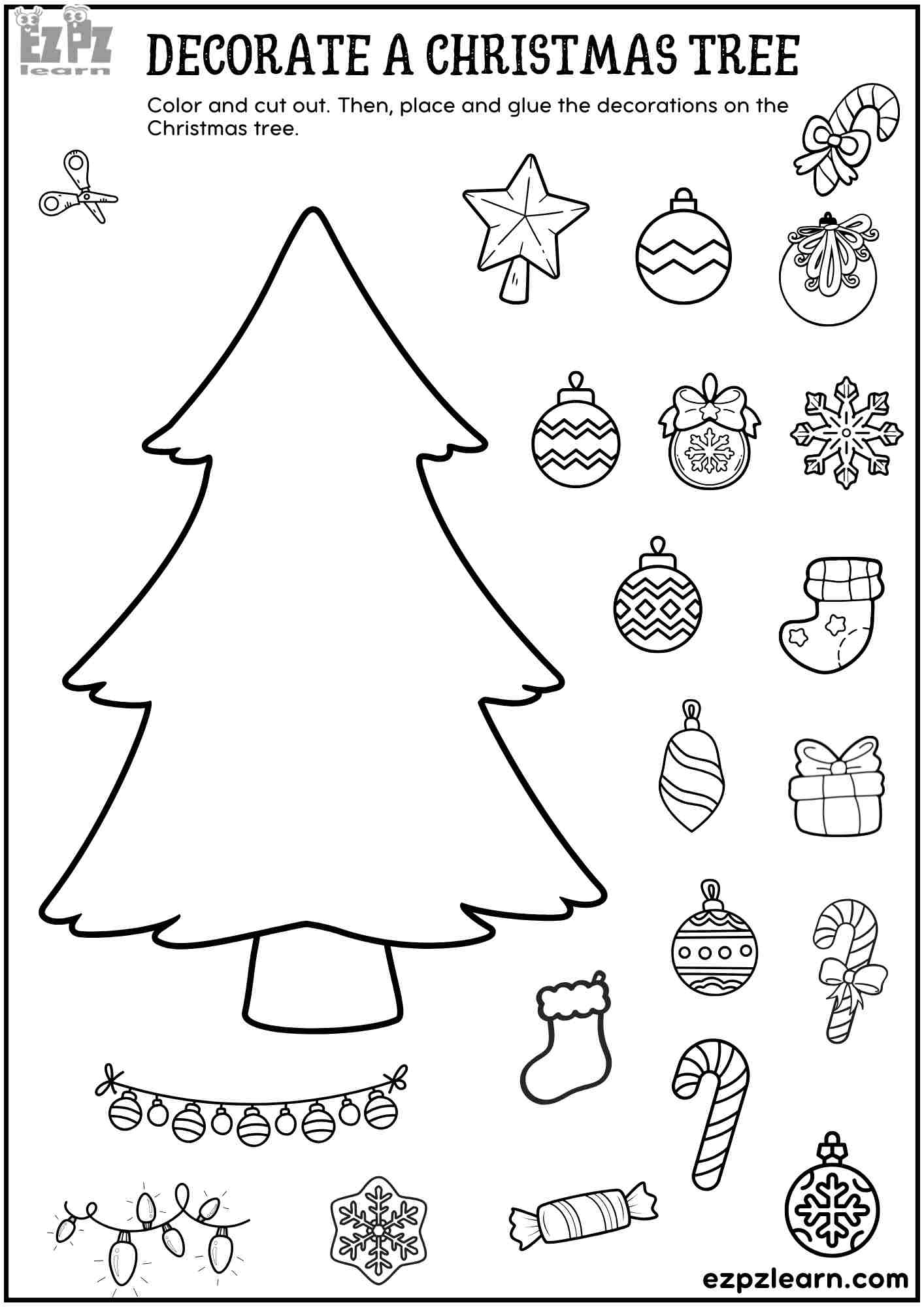 Printable Cut And Paste Decorate A Christmas Tree - Fun Diy regarding Printable Christmas Cut And Paste