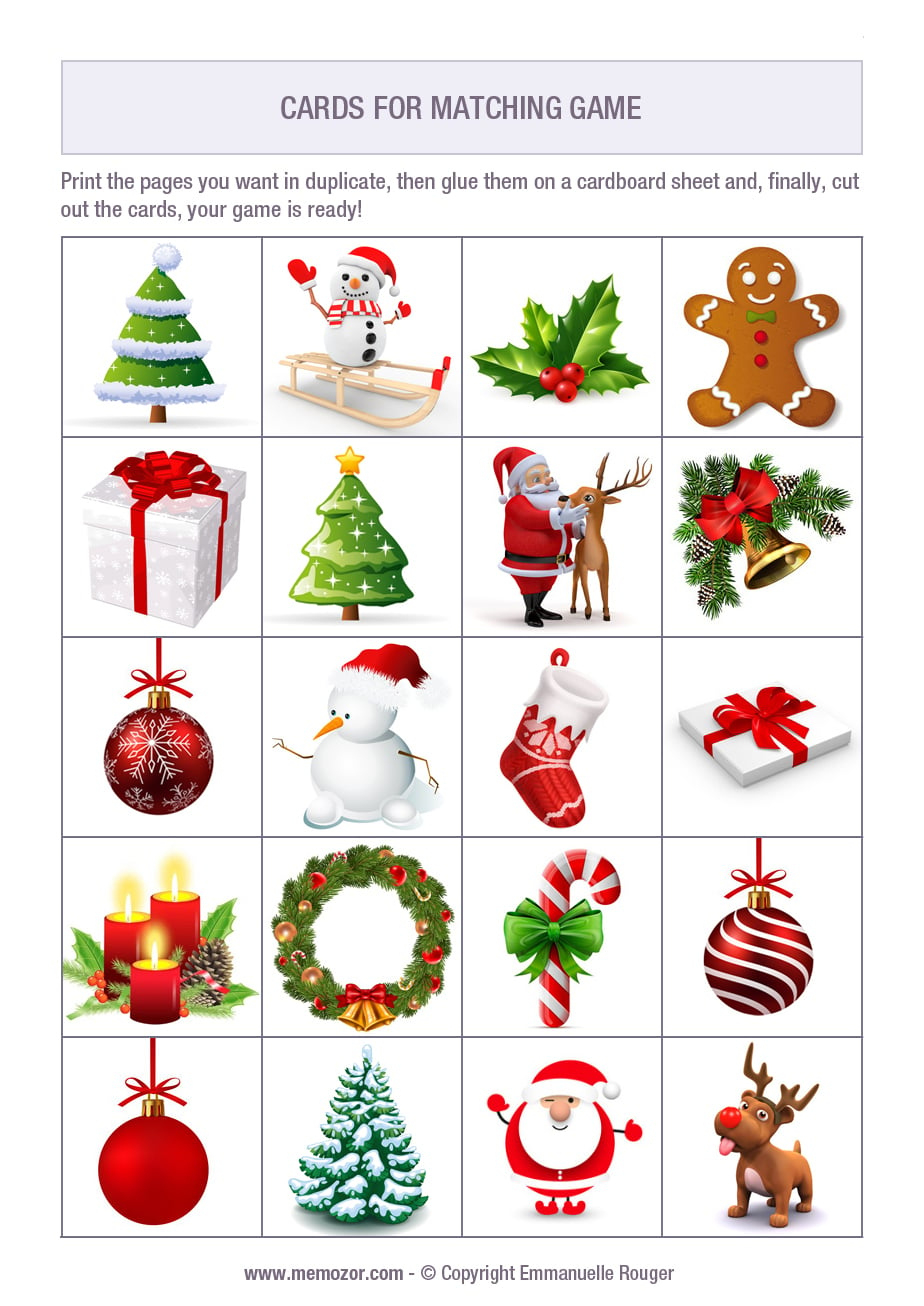 Printable Matching Game - Christmas - Print And Cut Out The Cards within Free Printable Christmas Matching Games