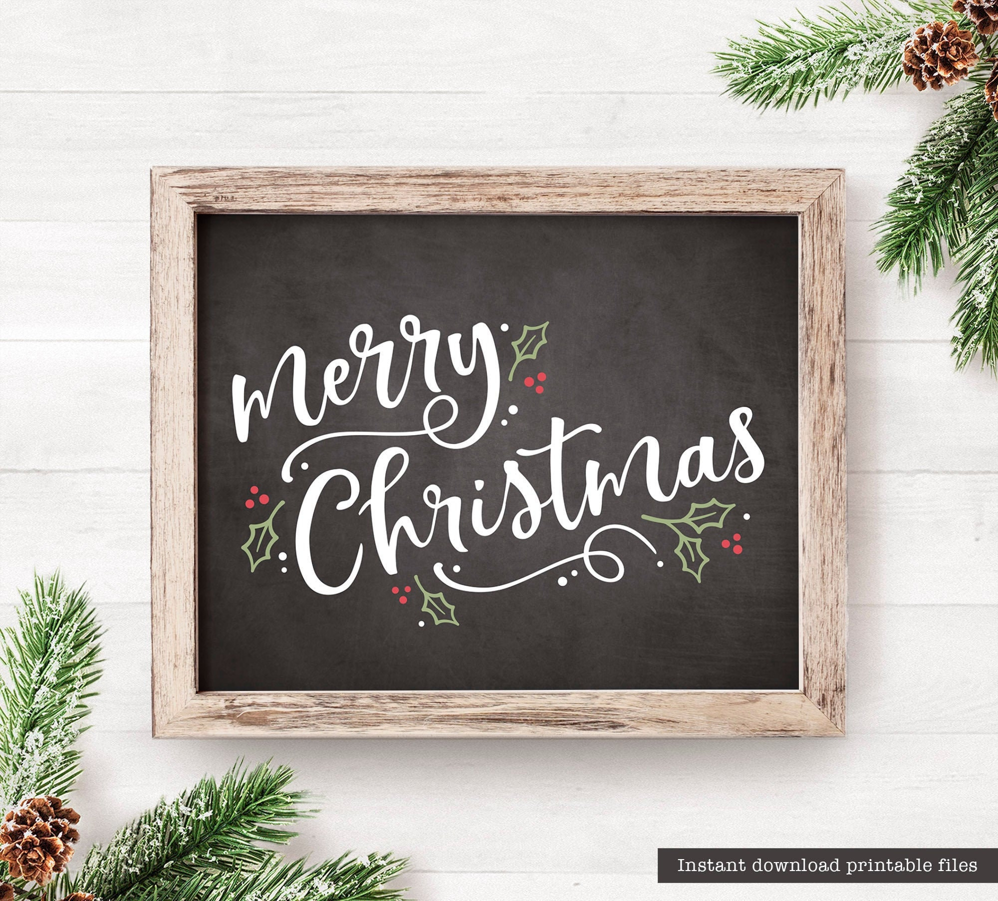 Printable Merry Christmas Sign Holiday Decor Holiday Sign within Printable Merry Christmas Signs