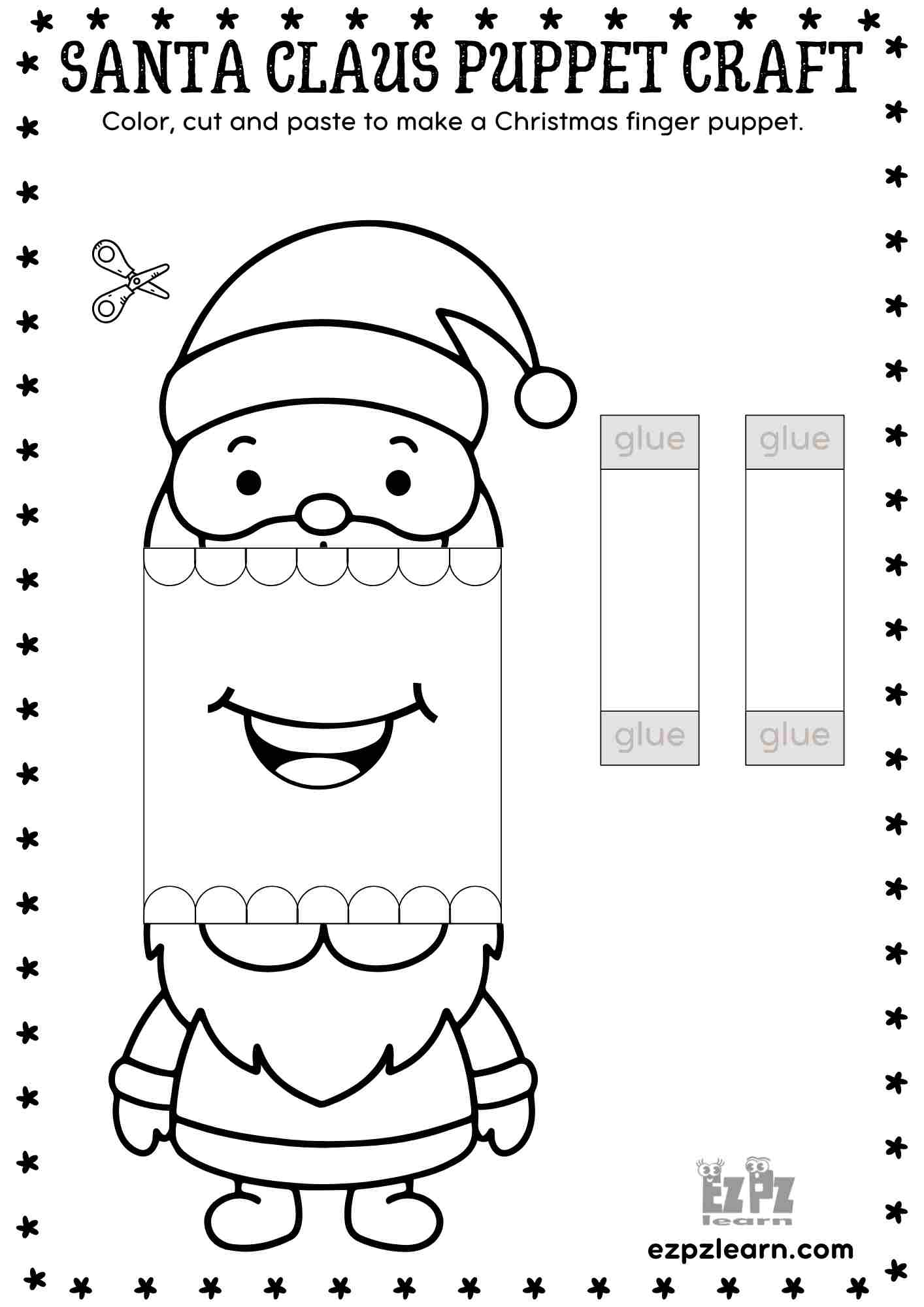 Printable Paper Santa Claus Christmas Puppet - Festive Diy Craft throughout Christmas Craft Printable For Kids