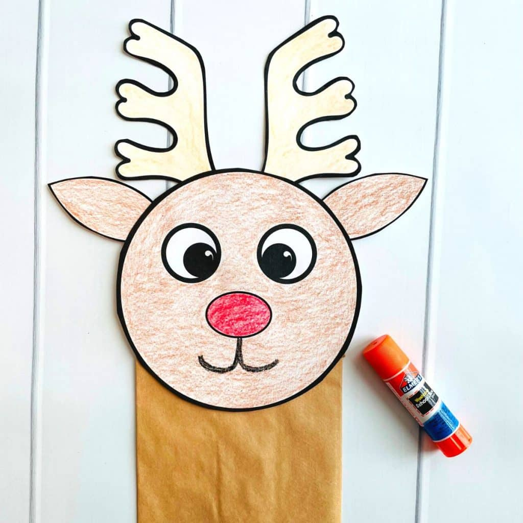 Printable Reindeer Paper Bag Puppet (Free Template!) pertaining to Free Printable Christmas Paper Bag Puppets