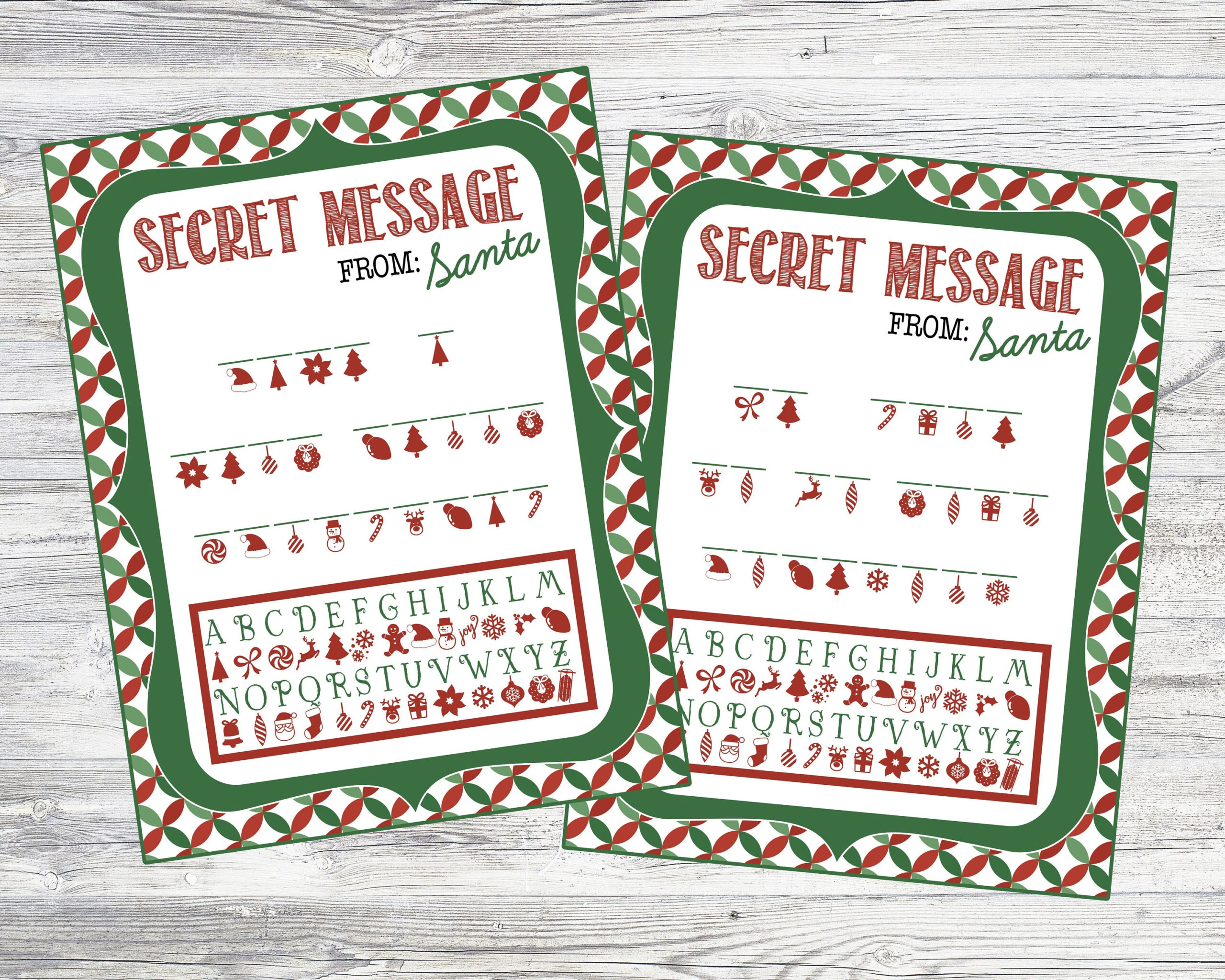 Printable Secret Message From Santa Code Sheets. Instant Digital for Christmas Secret Message Printable