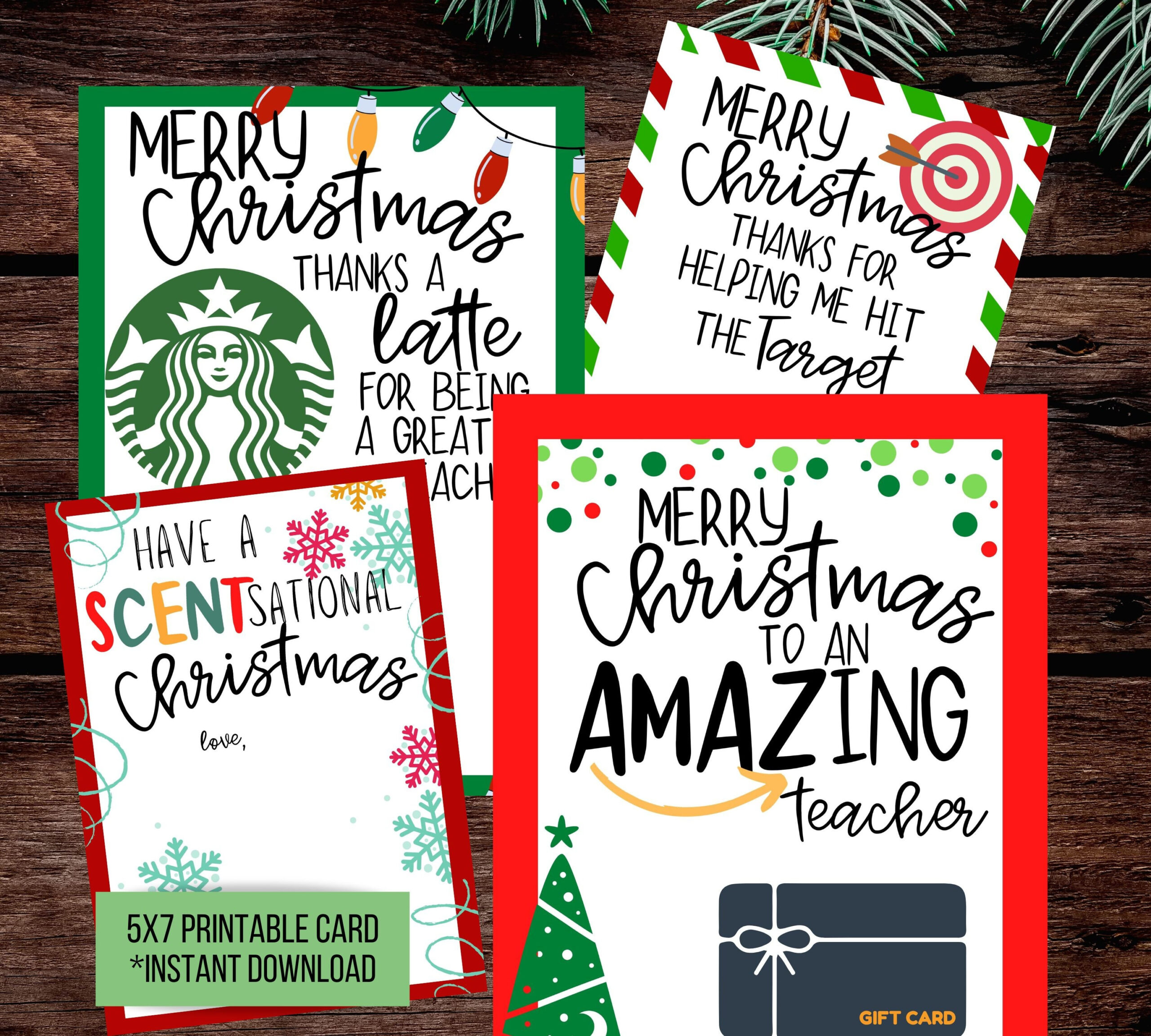Printable Teacher Christmas Gift Card Holders - Etsy pertaining to Teacher Christmas Gift Card Printable