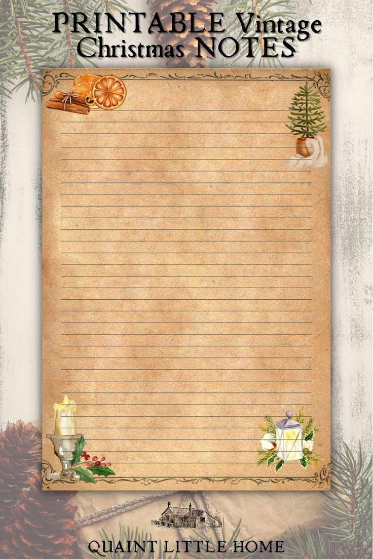 Printable Vintage Christmas Notes | High Quality Pdf | A4, A5 in Free Printable Christmas Writing Paper Printable
