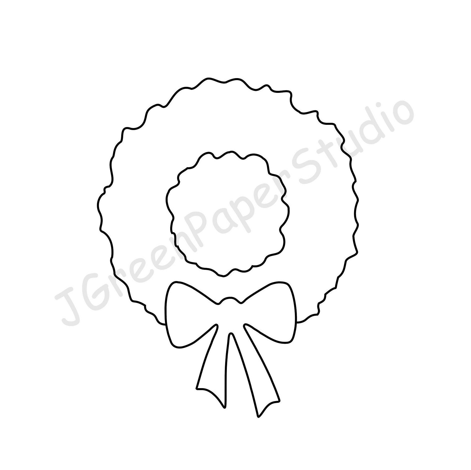 Printable Wreath Template: Kids Holiday Coloring Page (Pdf Digital intended for Printable Christmas Wreath Outline