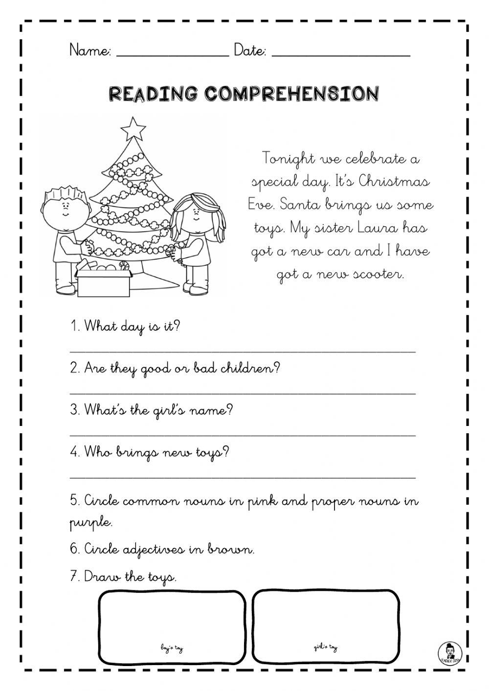 Reading Comprehension Christmas Worksheet - Worksheets Library in Free Printable Christmas Reading Comprehension