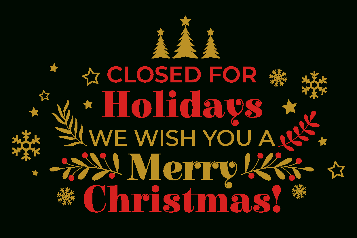 Red And Gold Closed For Christmas Sign Template | Square Signs for Christmas Closed Sign Printable