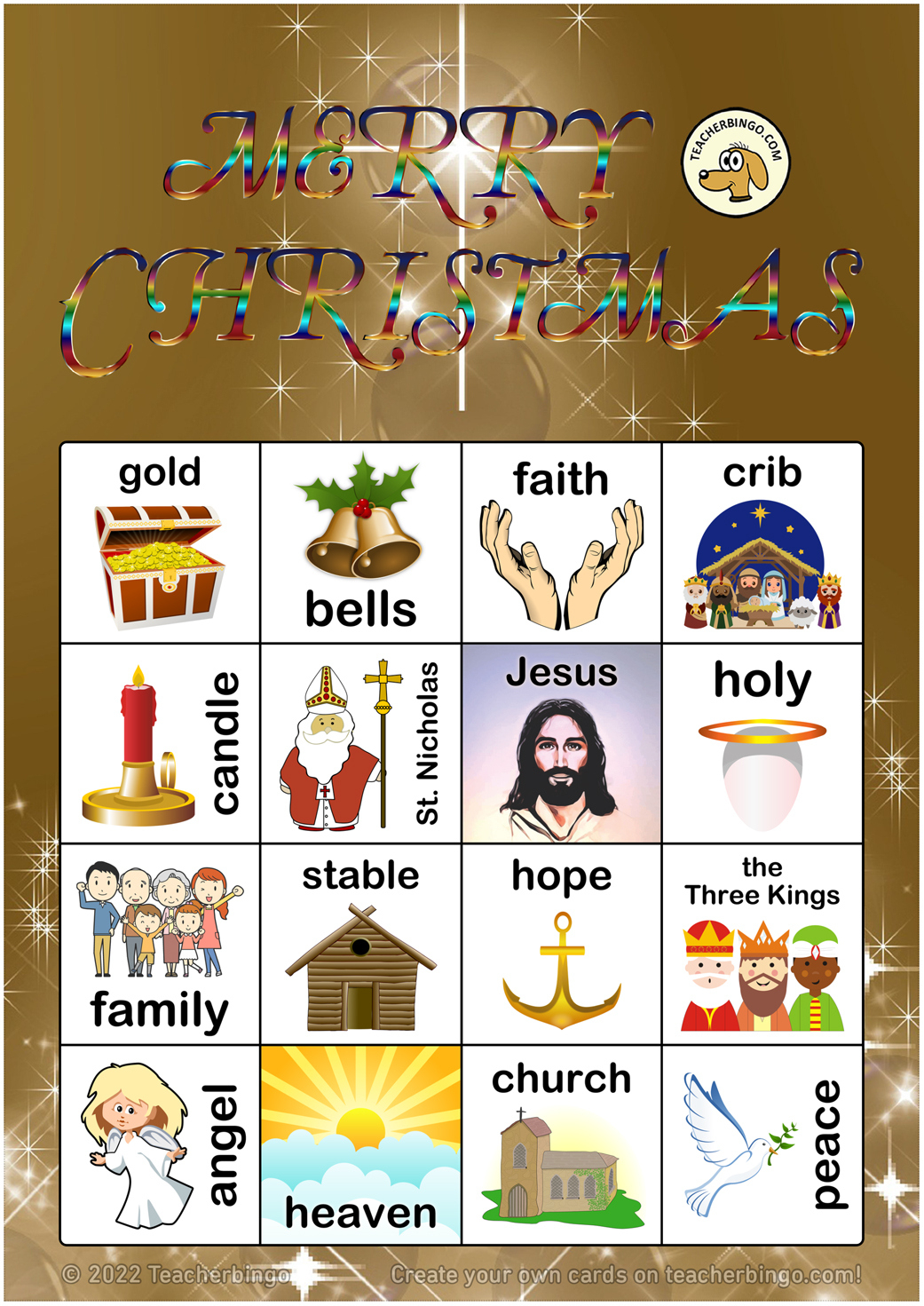 Religious Christmas Bingo 4X4 (100 Pages + Call Sheet) | Made within Christian Christmas Bingo Printable