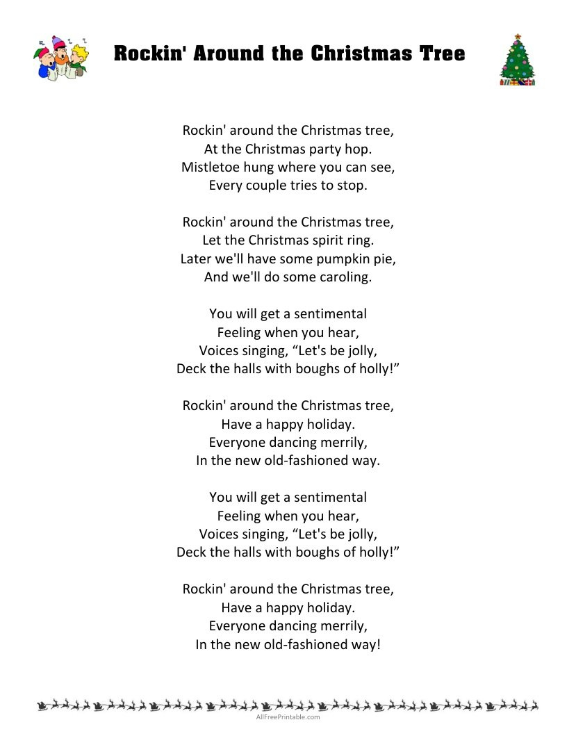 Rockin&amp;#039; Around The Christmas Tree Lyrics – Free Printable with regard to Rockin Around the Christmas Tree Printable Lyrics