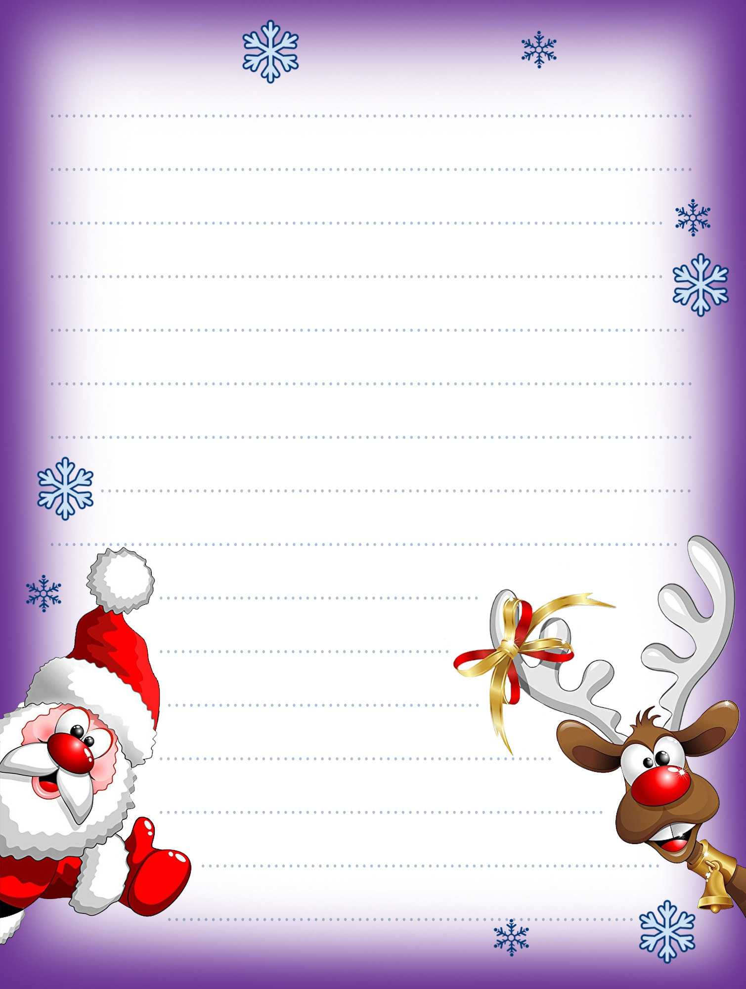 Santa And Rudolf Lined Christmas Notepaper | Rooftop Post for Christmas Note Paper Printable