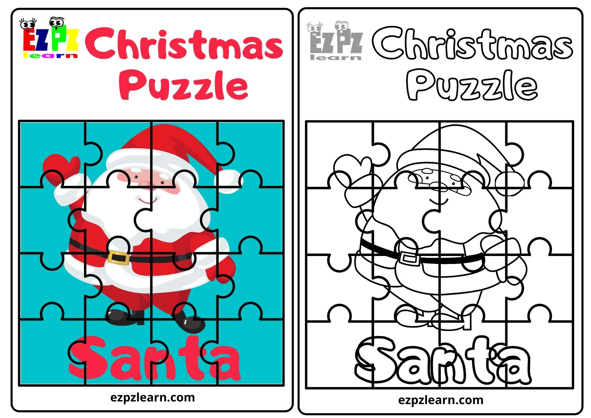 Santa Christmas Puzzle Hard - Ezpzlearn intended for Christmas Picture Puzzle Game Free Printable