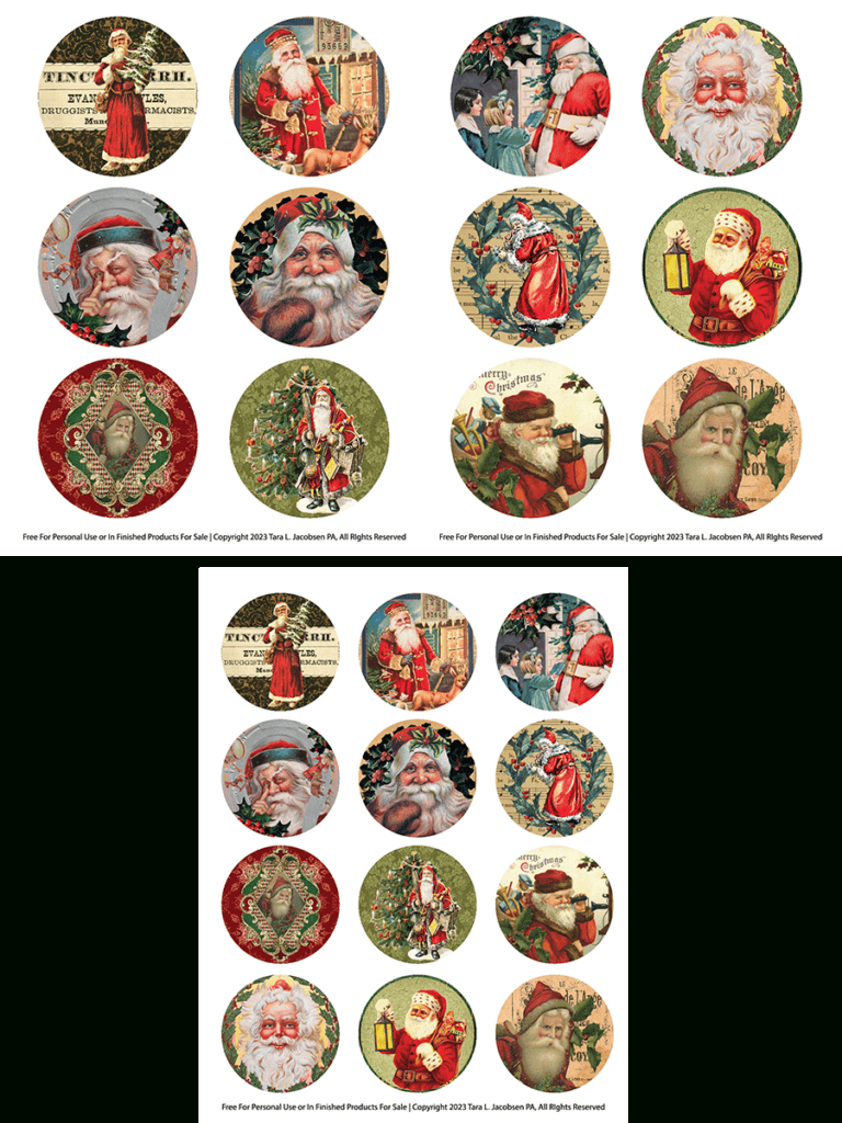 Santa Circles - Free Printable Christmas Ephemera · Artsy Fartsy Life inside Free Printable Christmas Ephemera