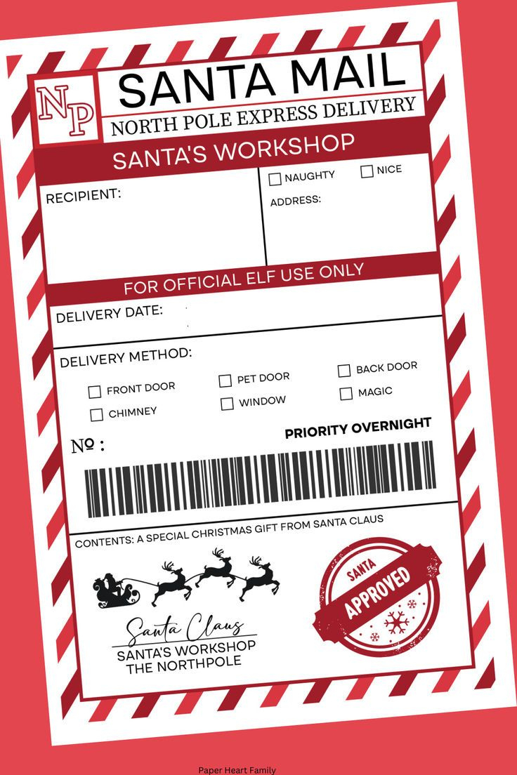 Santa Mail Shipping Label Printable inside Printable Christmas Mailing Labels