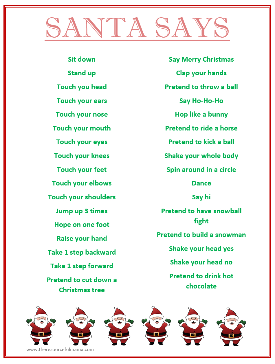 Santa Says Game For Christmas Parties {Free Printable} - The intended for Free Printable Games For Christmas Party