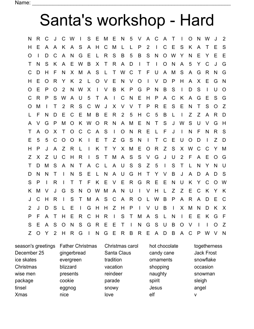 Santa&amp;#039;S Workshop - Hard Word Search - Wordmint with Printable Christmas Word Searches For Adults
