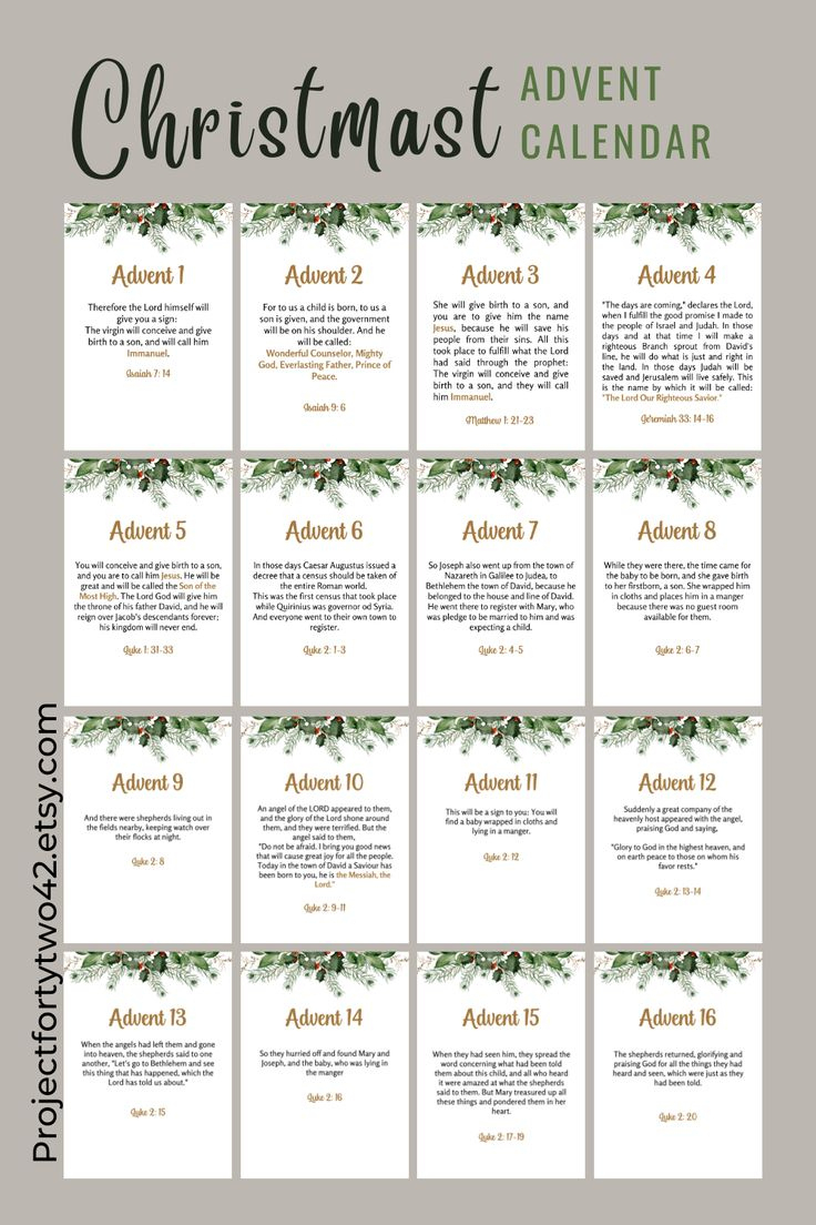 Scripture Advent Calendar For Printable, Christmas Countdown regarding Printable 25 Bible Verses to Countdown to Christmas Day