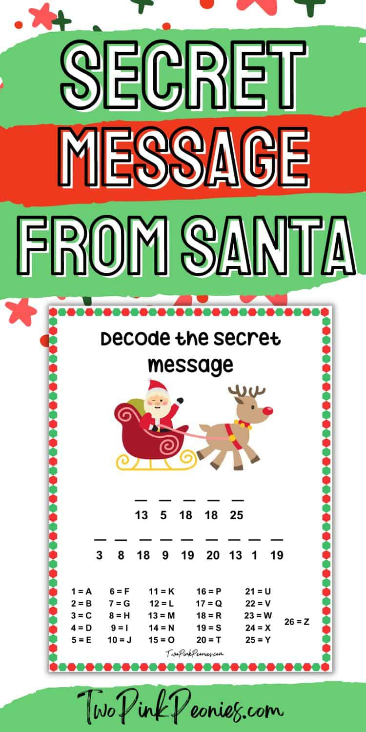 Secret Message From Santa Printable {Instant Download} within Christmas Secret Message Printable