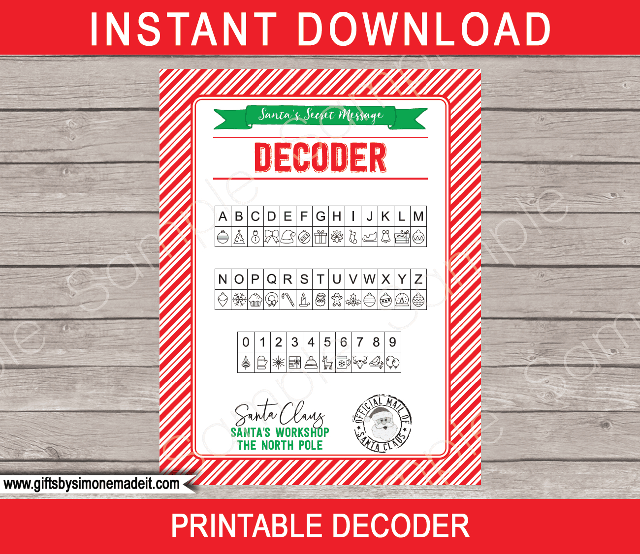 Secret Message From Santa Template - Red &amp;amp; Green for Christmas Secret Message Printable